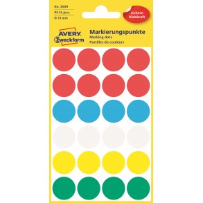  Permanente, fargede markeringsprikker, diverse farger