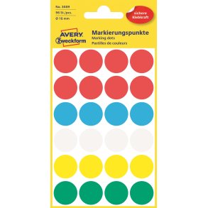  Permanente, fargede markeringsprikker, diverse farger