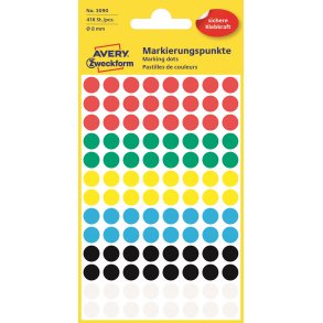  Permanente, fargede markeringsprikker, diverse farger