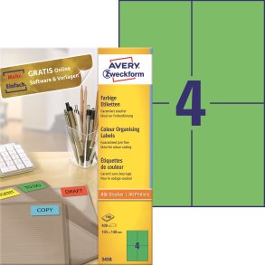 Permanente fargede etiketter, grnn