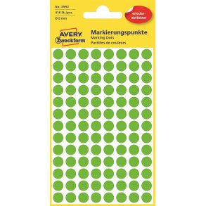 Avtagbare, fargede markeringsprikker, grnn