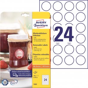 Avtagbare, runde produktetiketter