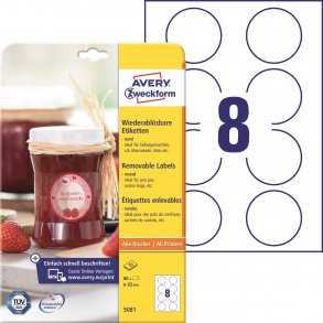  Avtagbare, runde produktetiketter