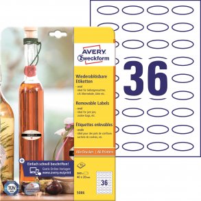  Avtagbare, ovale produktetiketter
