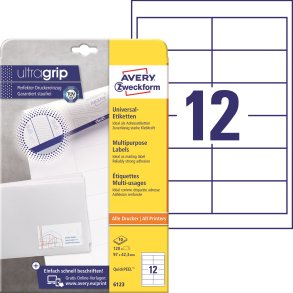 Flerbruksetiketter med QuickPEEL & Ultragrip