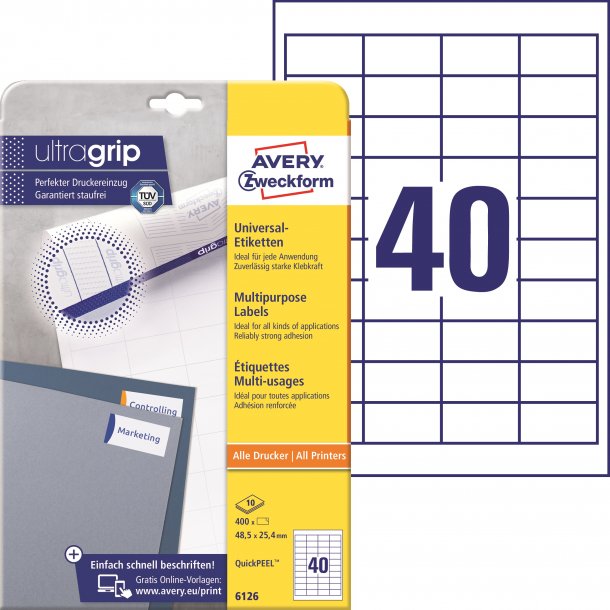 Flerbruksetiketter med QuickPEEL &amp; Ultragrip