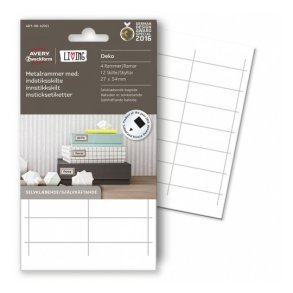 Selvklebende metallrammer med innstikksskilt