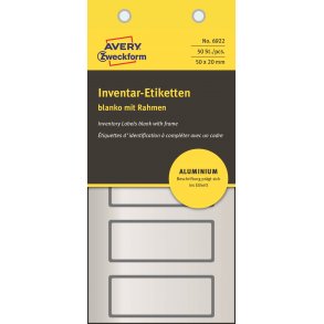 Etiketter til inventar og utstyr av aluminiumsfolie
