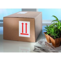 Informasjonsetiketter m/symbol Denne retningen opp