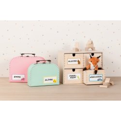 Firkantede etiketter til merking av lekekasser