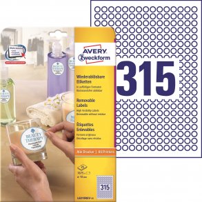 Avtagbare, runde, sm produktetiketter