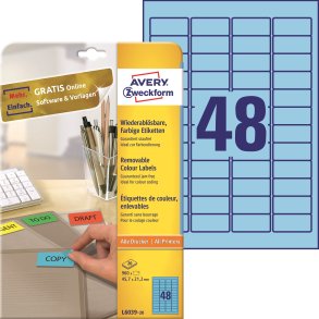  Borttakbare fargede etiketter, bl