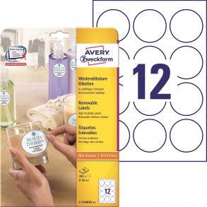 Avtagbare, runde produktetiketter