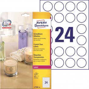 Gjennomsiktige, runde etiketter