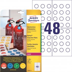  Etiketter med inspeksjonsdato og NoPeel