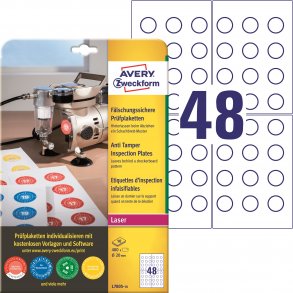 Etiketter med inspeksjonsdato og VOID-plombering